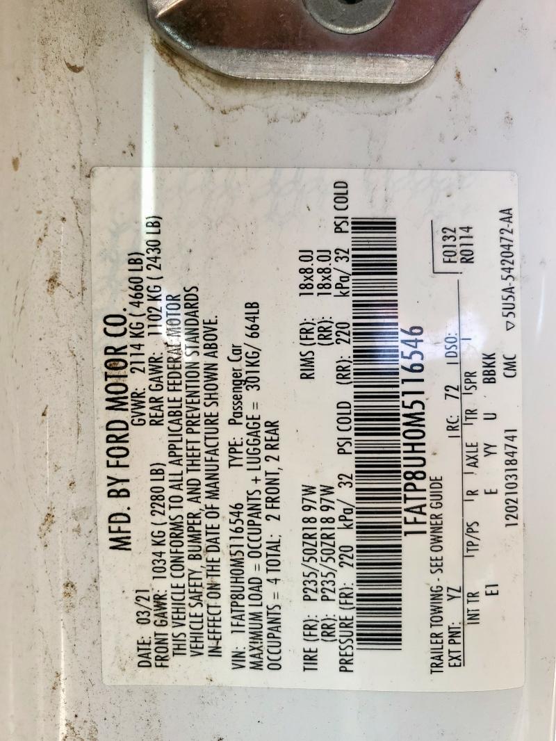 2021 FORD MUSTANG - 1FATP8UH0M5116546