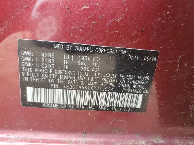 2019 SUBARU IMPREZA 4S3GTAA6XK3742924
