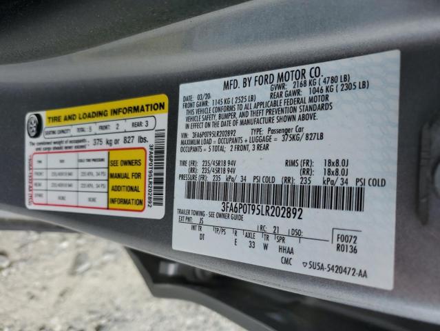 2020 FORD FUSION SE - 3FA6P0T95LR202892