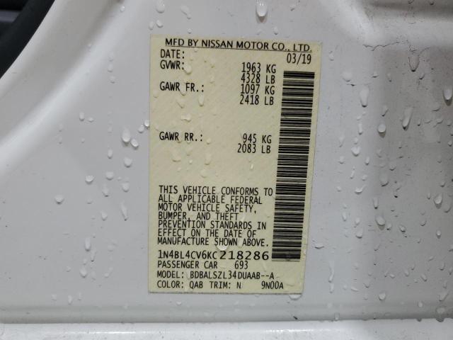 2019 NISSAN ALTIMA SR 1N4BL4CV6KC218286