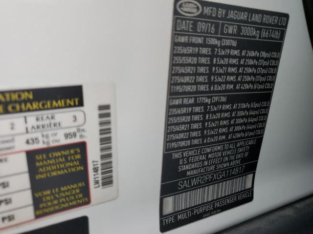 2016 LAND ROVER RANGE ROVE #3287520999