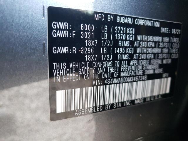 2021 SUBARU ASCENT PRE 4S4WMABDXM3467348