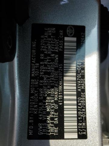 2019 TOYOTA CAMRY L 4T1B11HK4KU697245