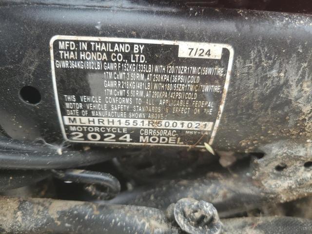 2024 HONDA CBR650 R MLHRH1551R5001021