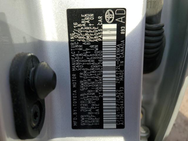 2016 TOYOTA COROLLA L - 2T1BURHE1GC726600