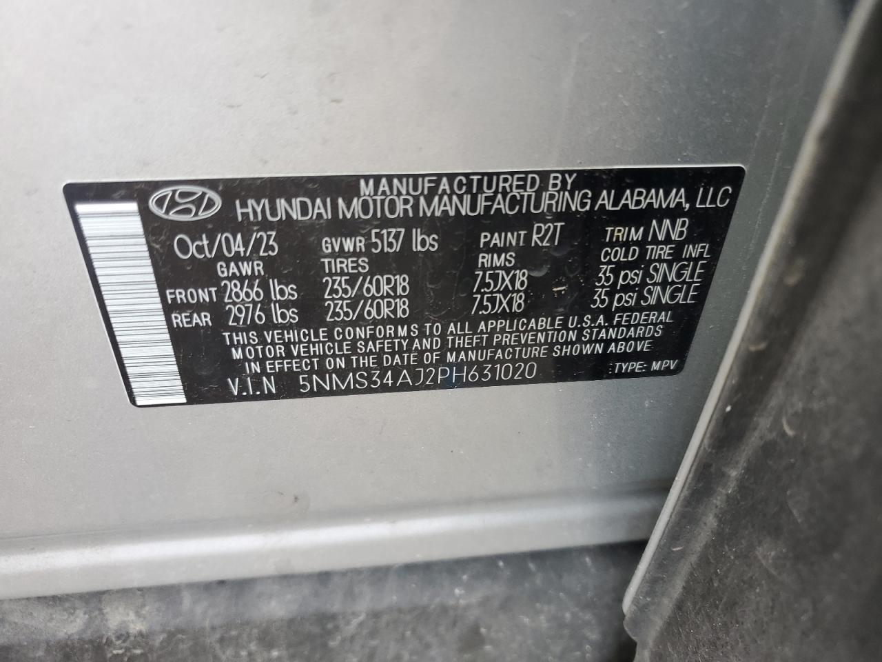 Lot #3313436932 2023 HYUNDAI SANTA FE S