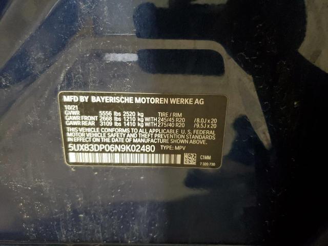 2022 BMW X3 M40I 5UX83DP06N9K02480