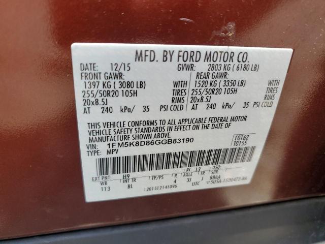 2016 FORD EXPLORER X - 1FM5K8D86GGB83190