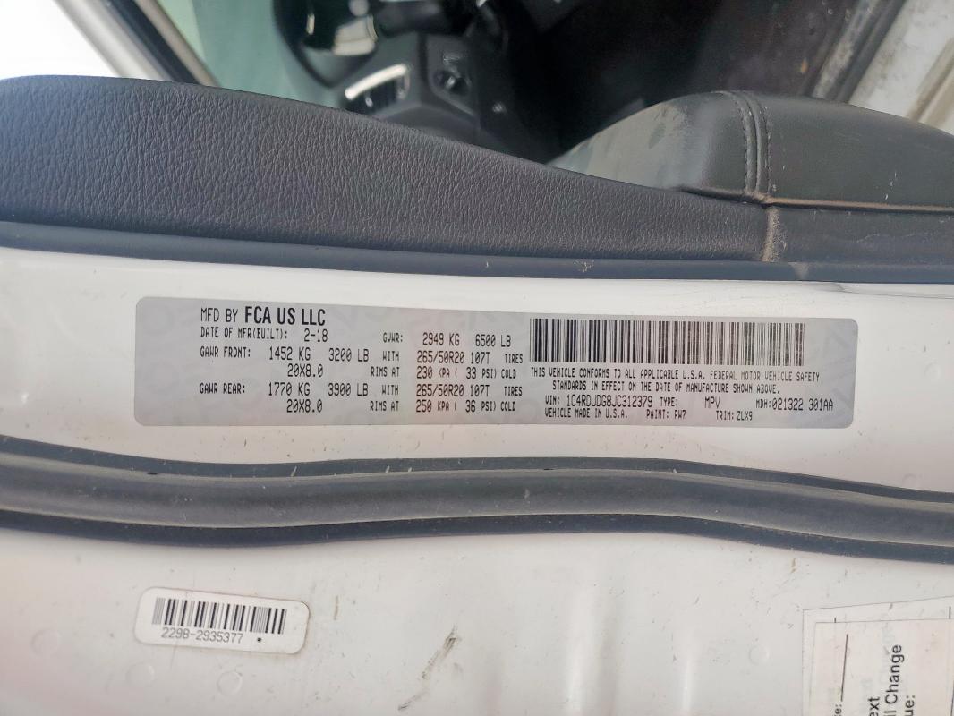 2018 DODGE DURANGO GT 1C4RDJDG8JC312379
