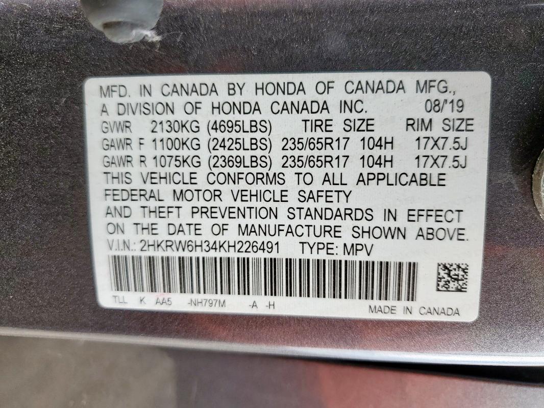 2019 HONDA CR-V LX 2HKRW6H34KH226491