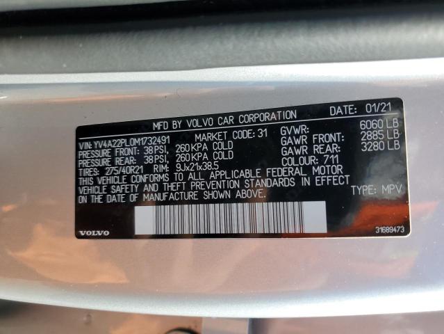 2021 VOLVO XC90 T6 IN YV4A22PL0M1732491