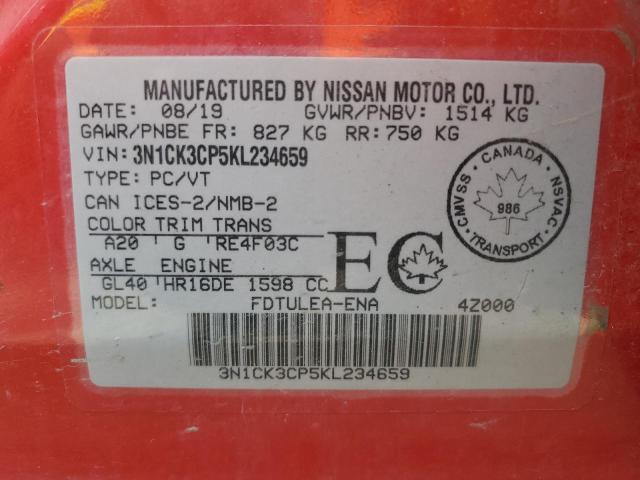 2019 NISSAN MICRA 3N1CK3CP5KL234659