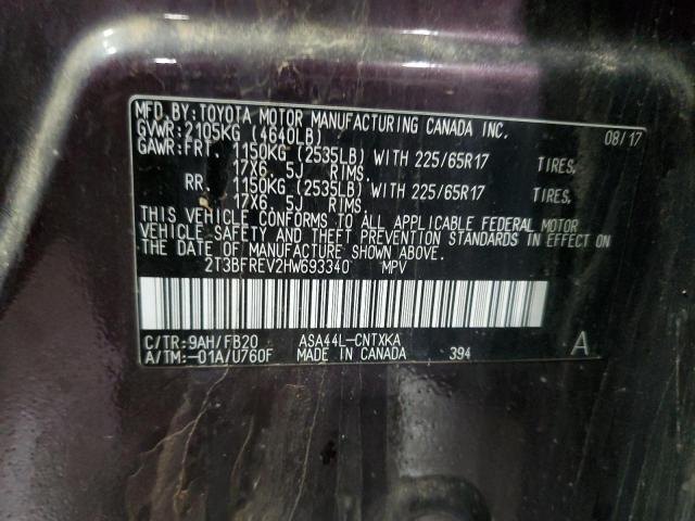 2017 TOYOTA RAV4 LE 2T3BFREV2HW693340