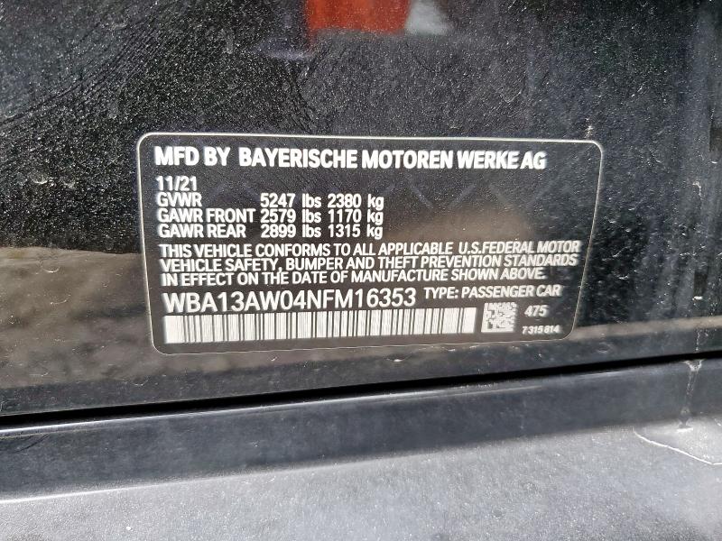 2022 BMW M440XI GRA WBA13AW04NFM16353