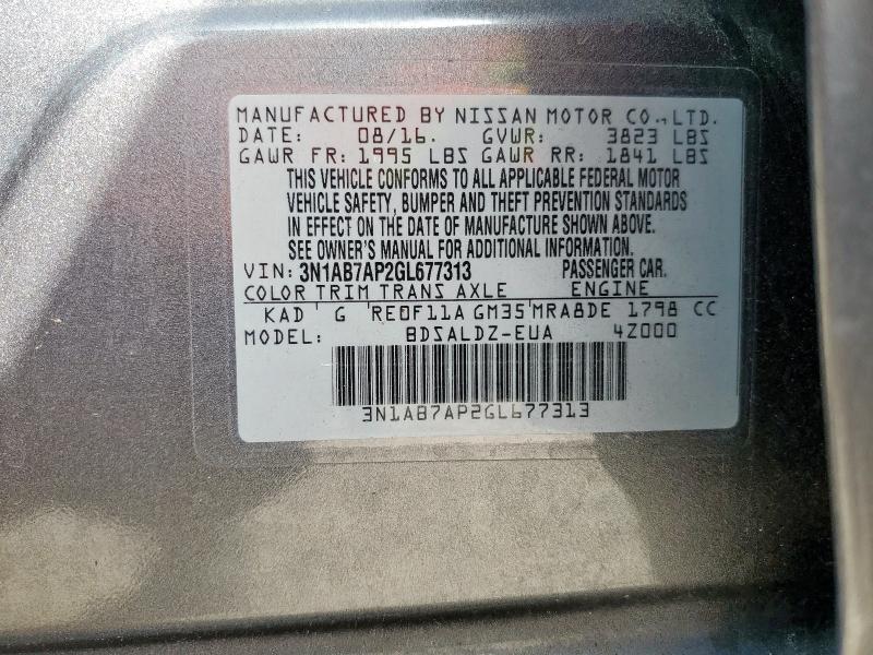 2016 NISSAN SENTRA S - 3N1AB7AP2GL677313