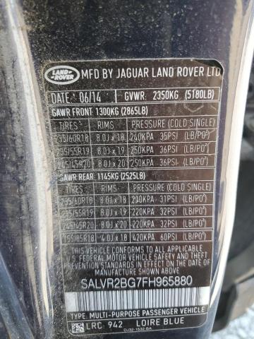 2015 LAND ROVER RANGE ROVE - SALVR2BG7FH965880