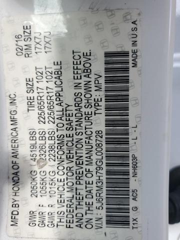 2016 HONDA CR-V - 5J6RM3H79GL008728