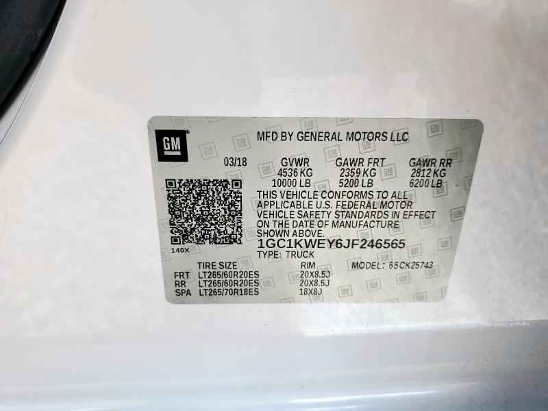 2018 CHEVROLET SILVERADO - 1GC1KWEY6JF246565