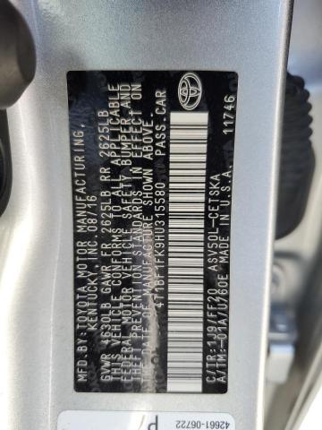 2017 TOYOTA CAMRY LE - 4T1BF1FK9HU315580