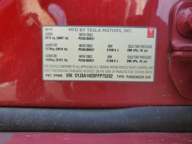 2015 TESLA MODEL S 85 5YJSA1H20FFP75202
