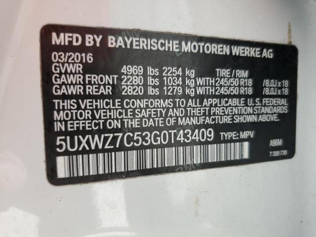 2016 BMW X3 SDRIVE2 - 5UXWZ7C53G0T43409