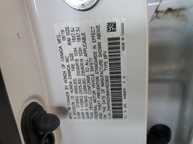 2019 HONDA CR-V EXL 2HKRW2H84KH633800