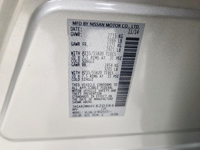 2015 NISSAN PATHFINDER - 5N1AR2MNXFC620384