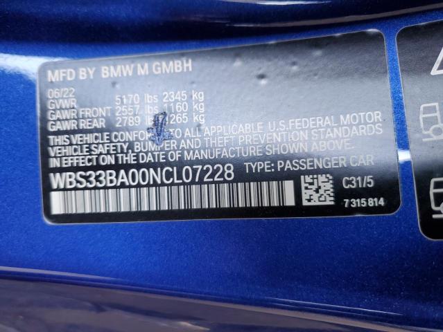 2022 BMW M4 COMPETI WBS33BA00NCL07228