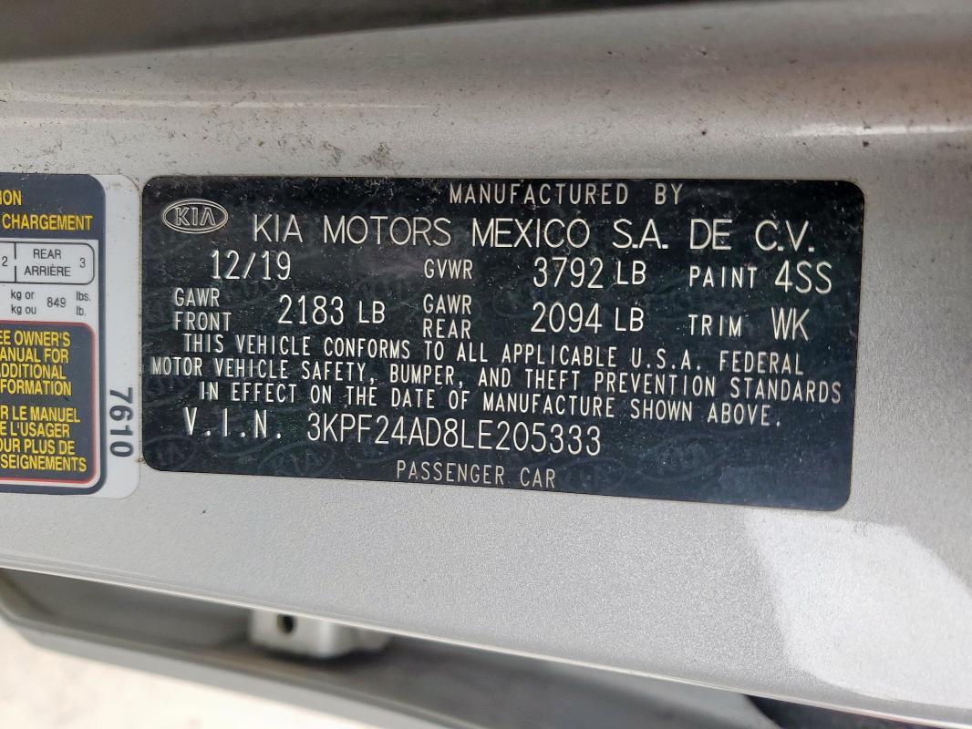 2020 KIA FORTE FE - 3KPF24AD8LE205333
