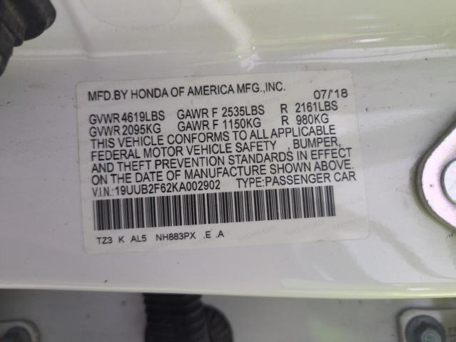 2019 ACURA TLX TECHNO 19UUB2F62KA002902