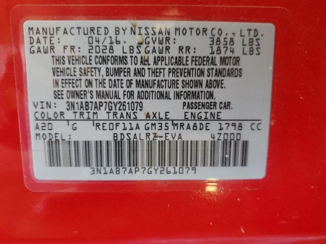 2016 NISSAN SENTRA S - 3N1AB7AP7GY261079