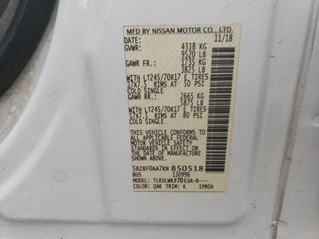 2019 NISSAN NV 3500 5BZBF0AA7KN850518