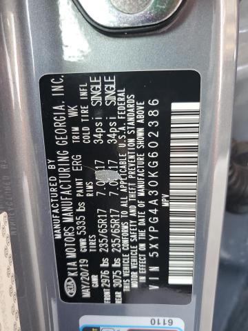 2019 KIA SORENTO L 5XYPG4A30KG602386