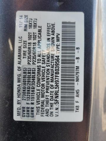 2015 HONDA ODYSSEY TO 5FNRL5H97FB039564