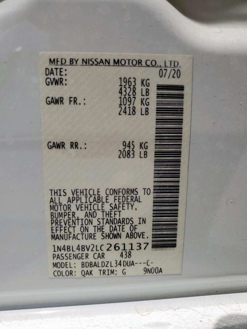 2020 NISSAN ALTIMA S 1N4BL4BV2LC261137