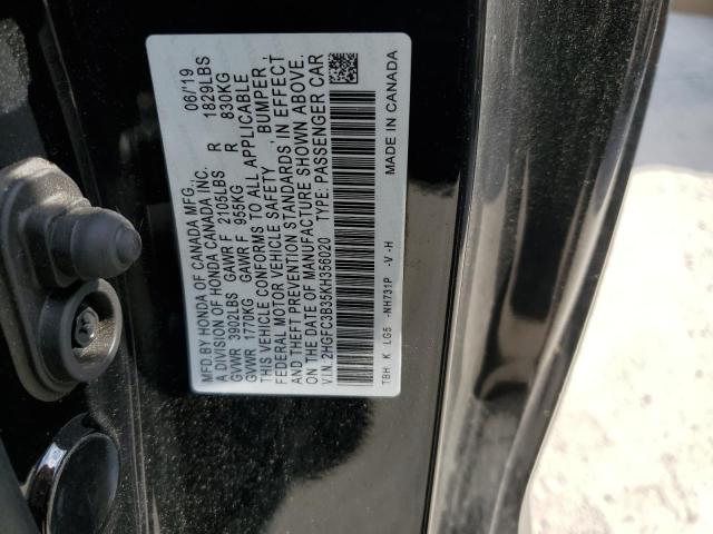 2019 HONDA CIVIC EX - 2HGFC3B35KH356020