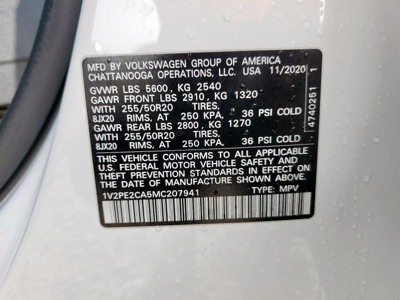 2021 VOLKSWAGEN ATLAS CROS 1V2PE2CA5MC207941
