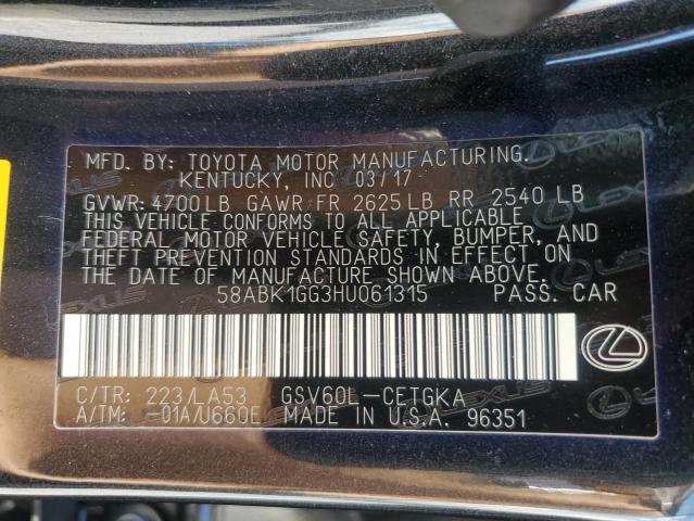 2017 LEXUS ES 350 58ABK1GG3HU061315