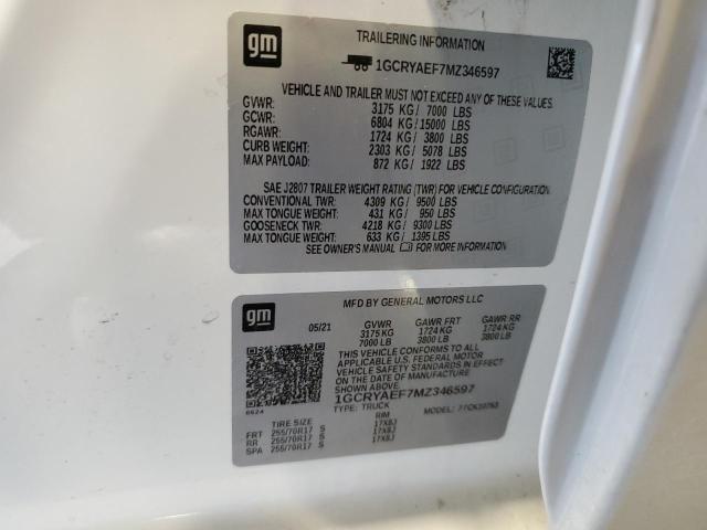 2021 CHEVROLET SILVERADO - 1GCRYAEF7MZ346597