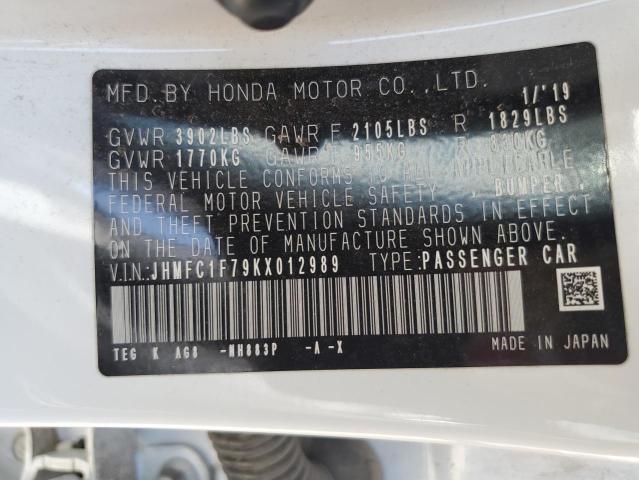 2019 HONDA CIVIC EXL - JHMFC1F79KX012989