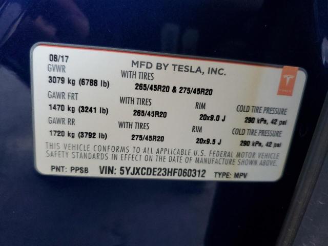 2017 TESLA MODEL X - 5YJXCDE23HF060312