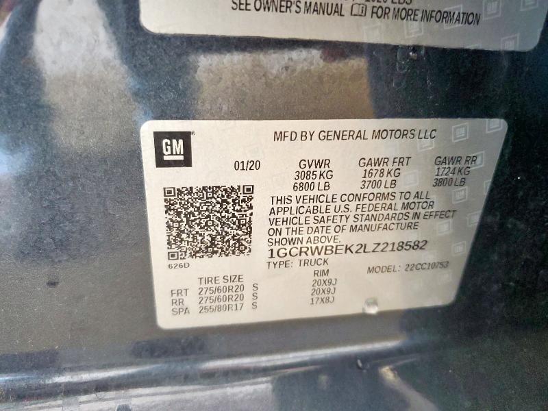 2020 CHEVROLET silverado 1GCRWBEK2LZ218582