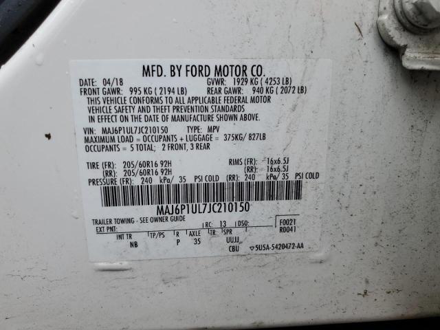 2018 FORD ECOSPORT S MAJ6P1UL7JC210150