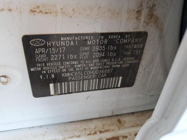 2017 HYUNDAI IONIQ BLUE KMHC65LC0HU036687