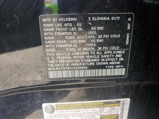 2017 VOLKSWAGEN TOUAREG WO WVGRF7BP6HD004806