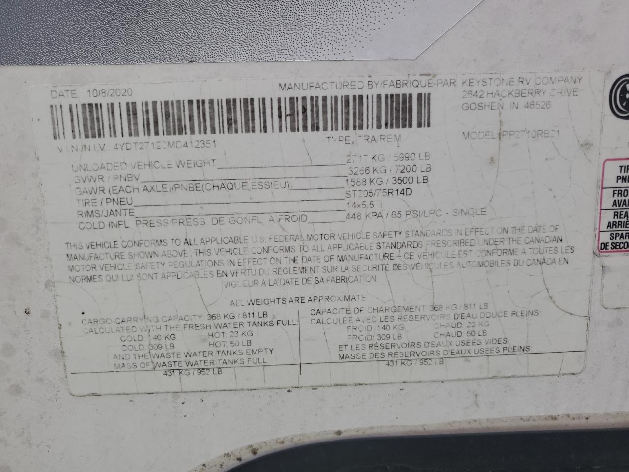 Lot #3265019901 2021 KEYSTONE PASSPORT