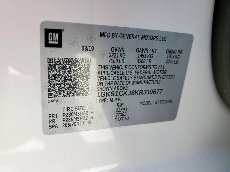 2019 GMC YUKON DENA 1GKS1CKJ8KR319677