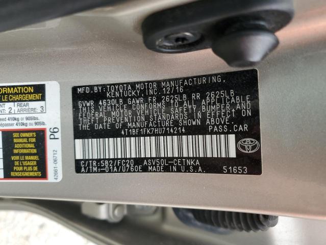 2017 TOYOTA CAMRY LE 4T1BF1FK7HU714214