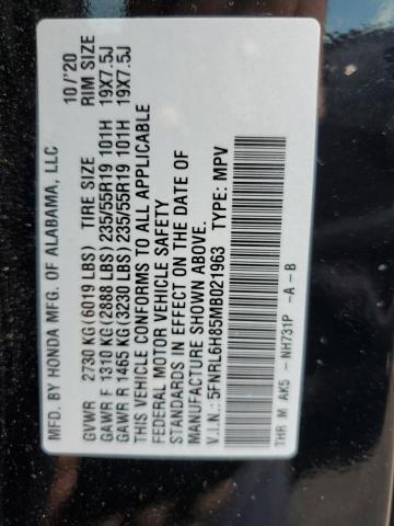 2021 HONDA ODYSSEY TO 5FNRL6H85MB021963