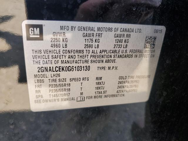 2016 CHEVROLET EQUINOX LT - 2GNALCEK0G6103130